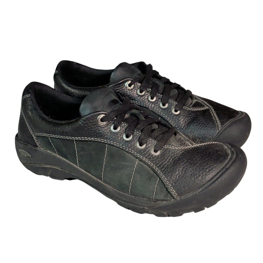 KEEN Presidio Shoes Womens Size 9 Hiking Sneakers Black Leather Gorpcore Chunky